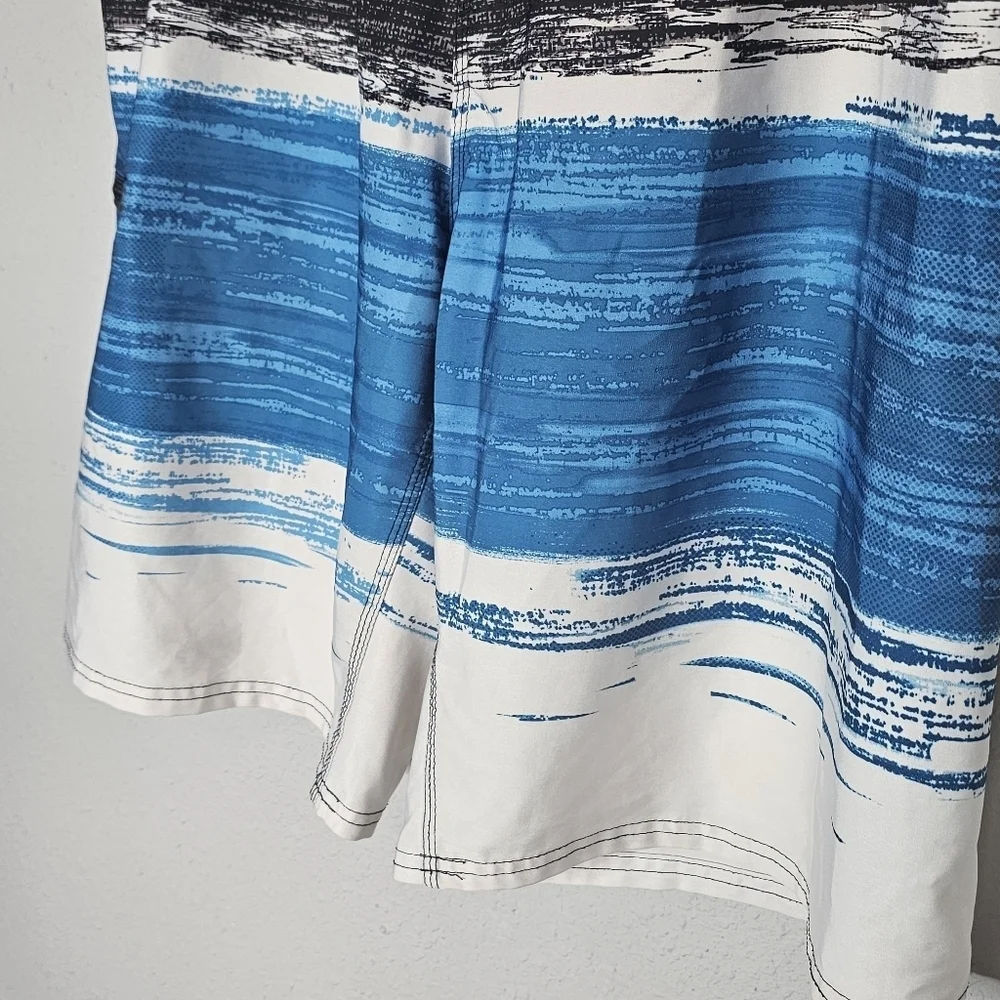 Burnside Mens Blue‎ Tropical Palm Tree Board Shorts Swim Trunks Size 34
